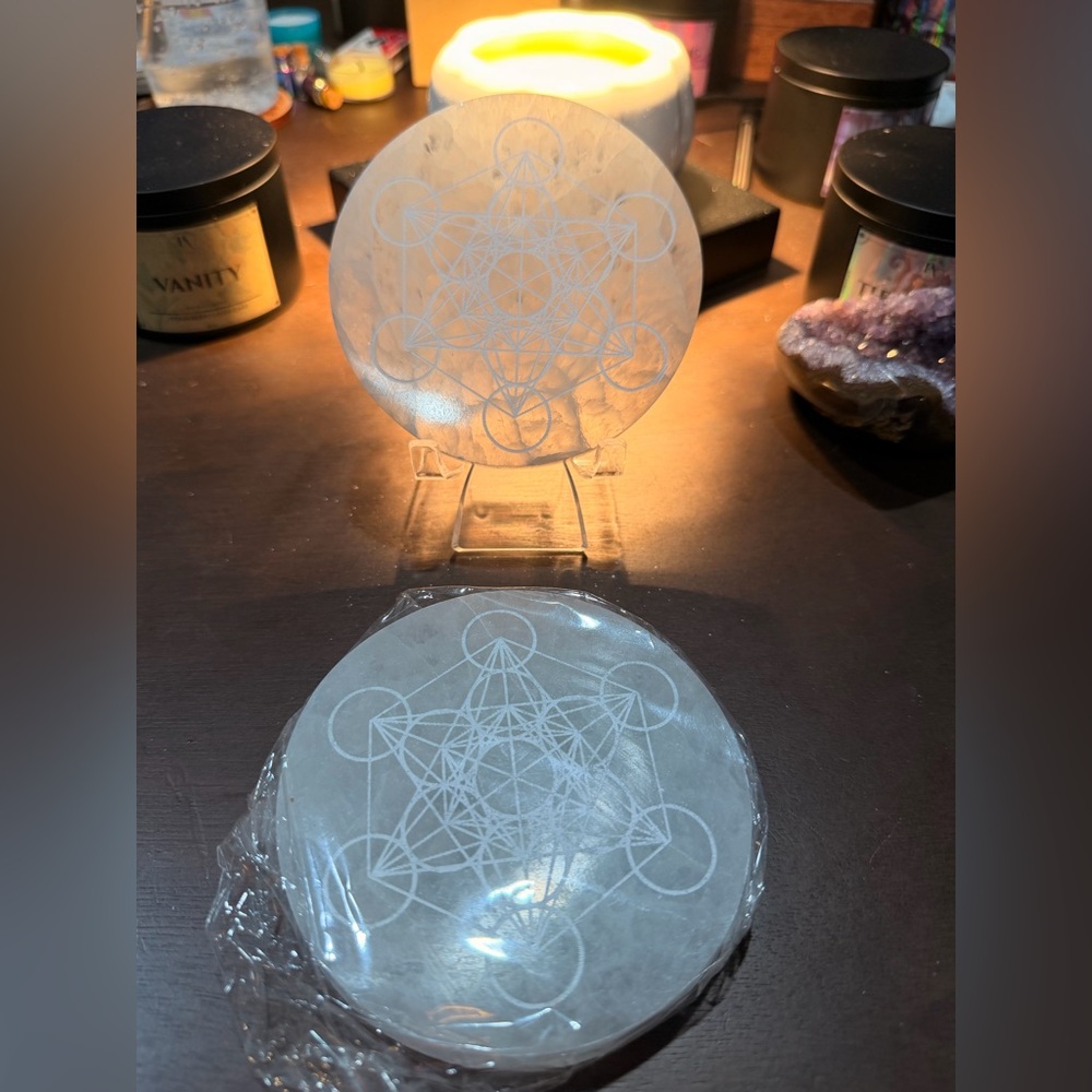 Selenite Gridwork Charging Plate